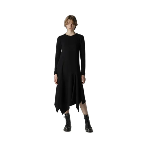 W/Ny Jersey Round Neck Flare Dress