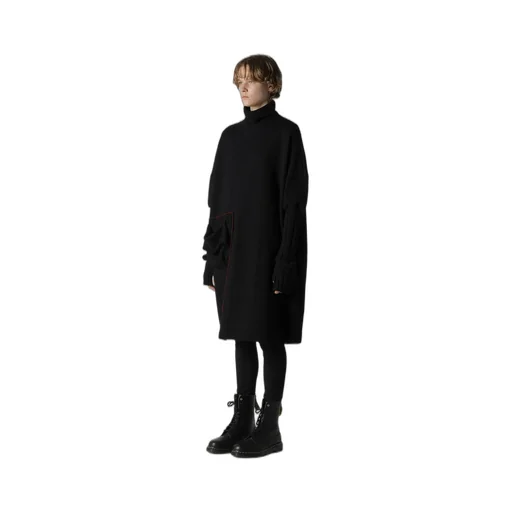 Knit Conbination High Neck Dress