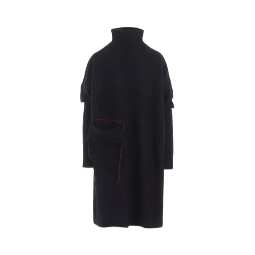 Knit Conbination High Neck Dress
