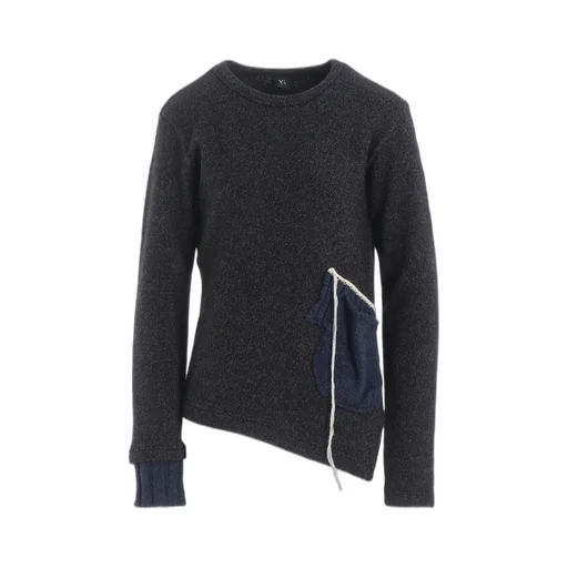 Knit Conbination Assymetric Pullover