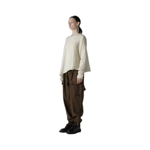 Wool Asymmetric Crew Neck Pullover