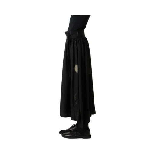 Dungeree Twill Asymmetric Gather Skirt