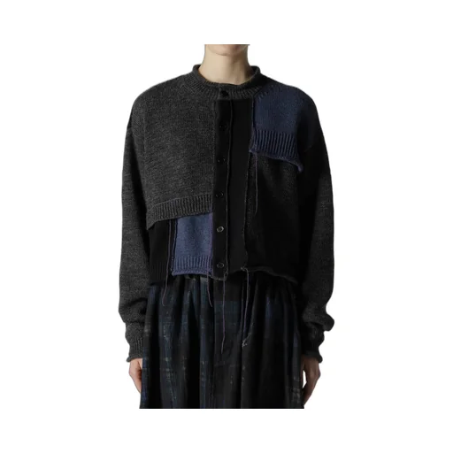 Patchwork Crew Neck Cardigan