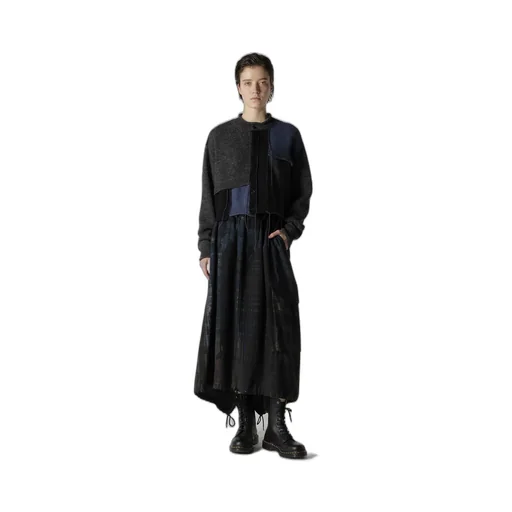 Patchwork Crew Neck Cardigan