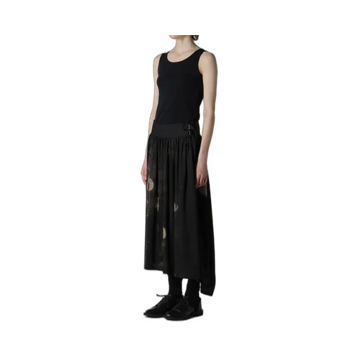Dungeree Twill Asymmetric Gather Skirt