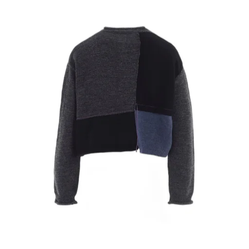 Patchwork Crew Neck Cardigan