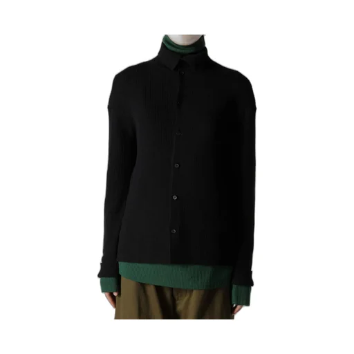 Rib High Neck Knit Cardigan