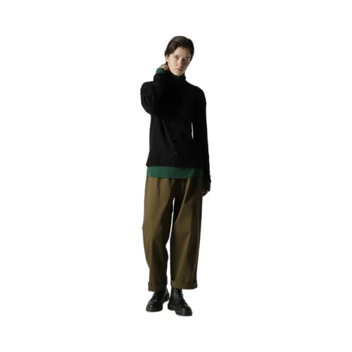 Rib High Neck Knit Cardigan