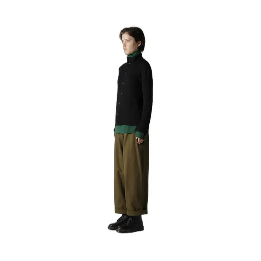 Rib High Neck Knit Cardigan