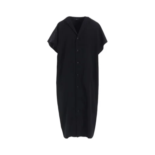 Wool Gabardine Flare Sleeve Front Open Dress