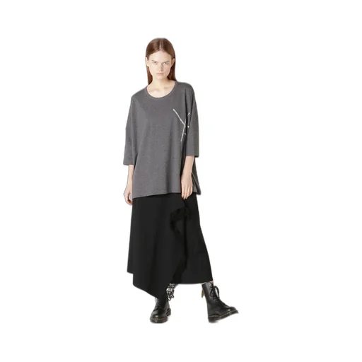 Wool Gabardine Button Skirt