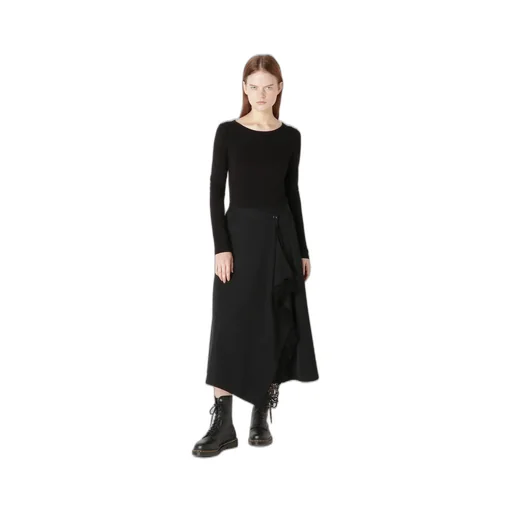 Wool Gabardine Button Skirt