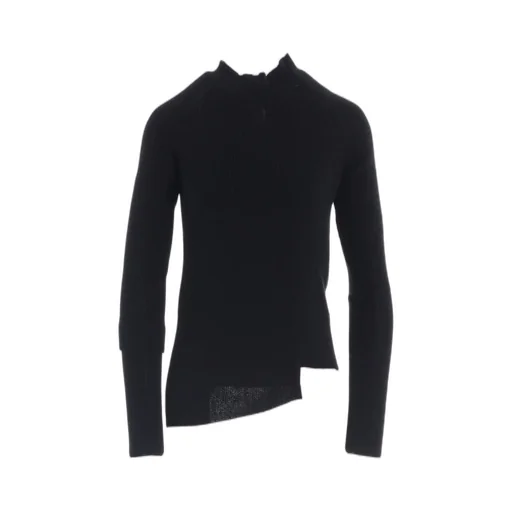 Cotton Rib Twisted High-Neck Pullover