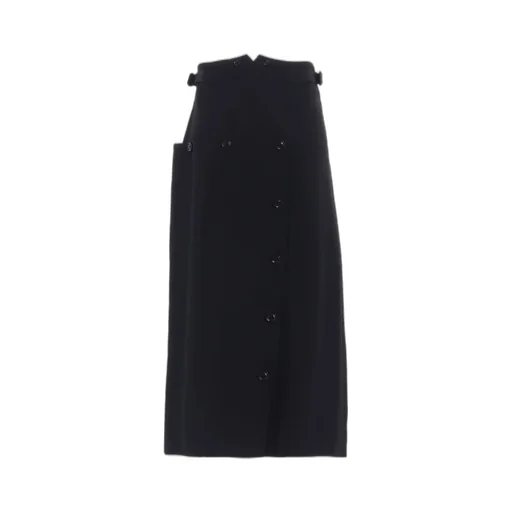 Wool Gabardine Button Skirt