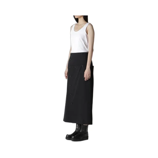 Wool Gabardine Button Skirt