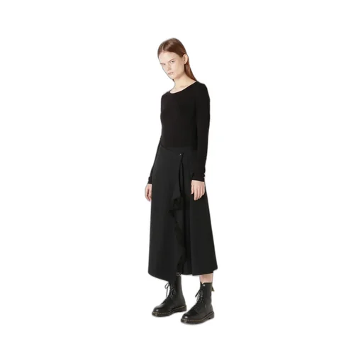 Wool Gabardine Button Skirt