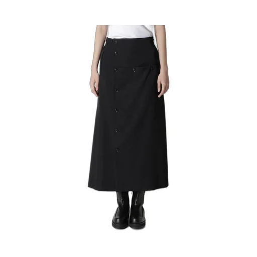 Wool Gabardine Button Skirt