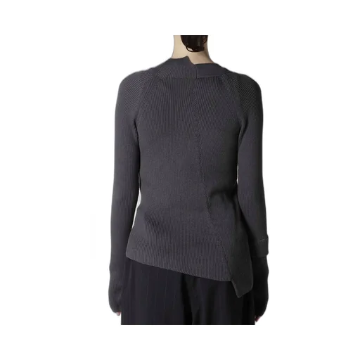 Cotton Rib Twisted Front Open Cardigan