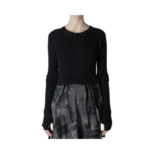 Cotton Rib Double Sleeve Short Cardigan