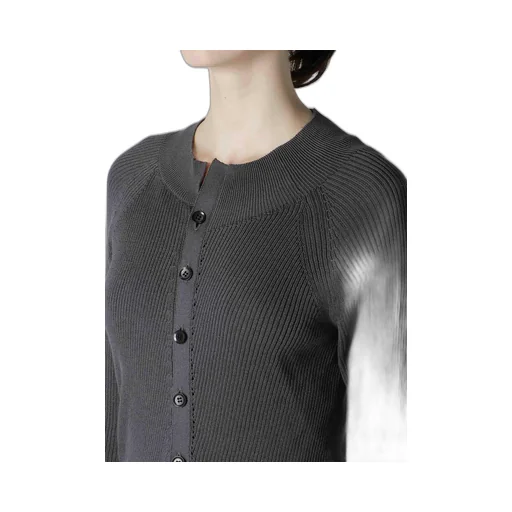 Cotton Rib Twisted Front Open Cardigan