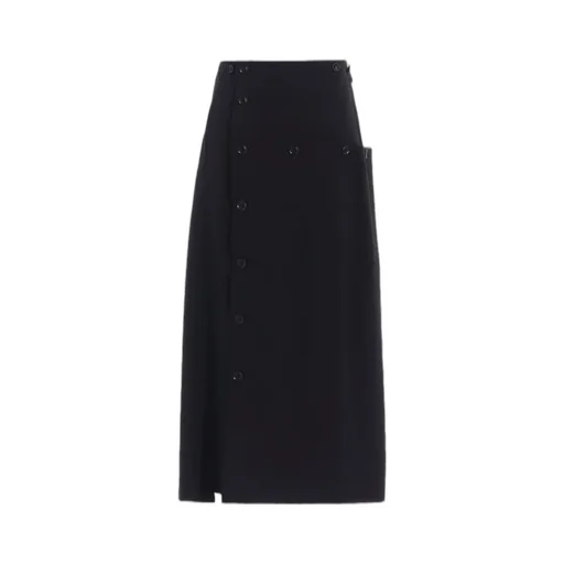 Wool Gabardine Button Skirt