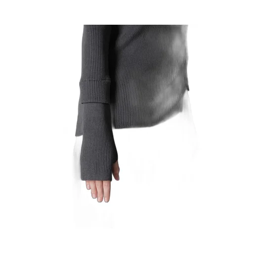 Cotton Rib Twisted Front Open Cardigan