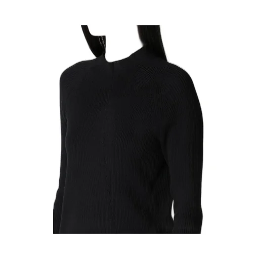Cotton Rib Twisted High-Neck Pullover