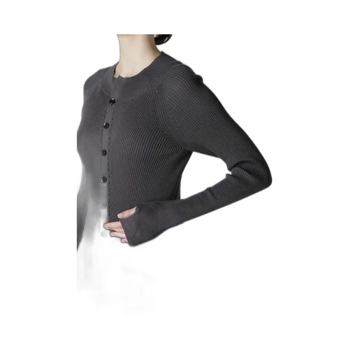 Cotton Rib Twisted Front Open Cardigan