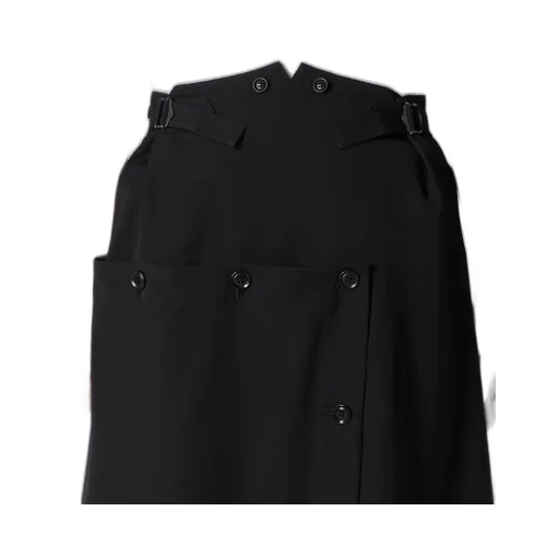 Wool Gabardine Button Skirt