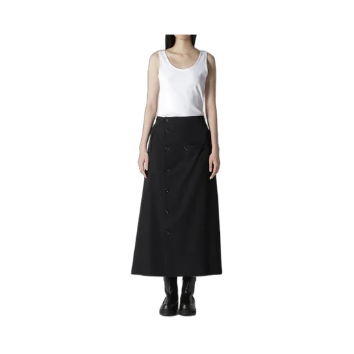 Wool Gabardine Button Skirt