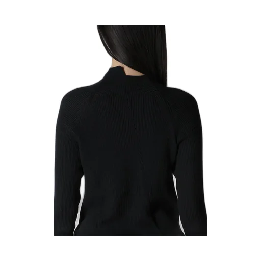 Cotton Rib Twisted High-Neck Pullover