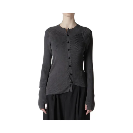 Cotton Rib Twisted Front Open Cardigan