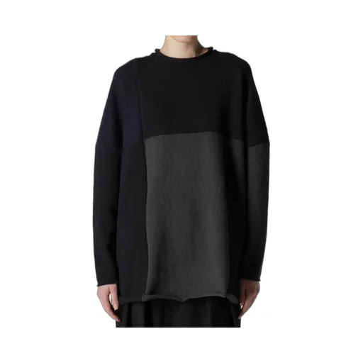 Hard-Twisted Block Intarsia Short Dress Pullover