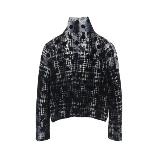 Houndtooth Dots Tulle Cropped High-Neck T