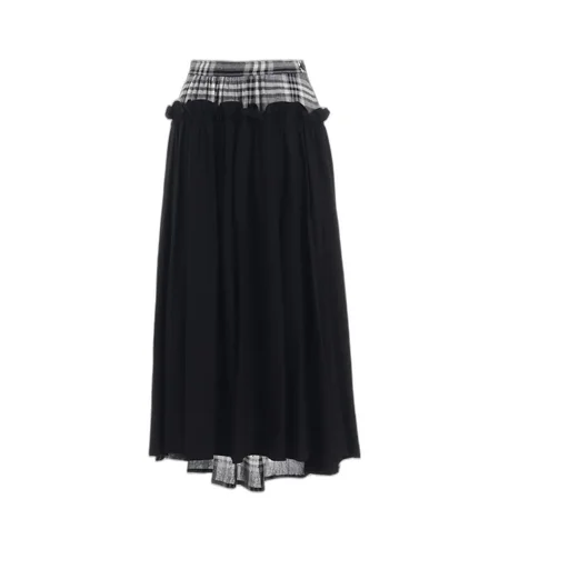 Gauze Plaid Frill Gather Skirt