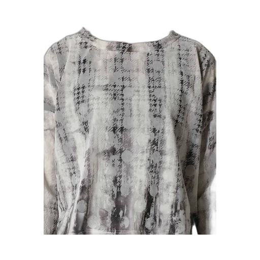Houndtooth Dots Tulle Cropped Round Neck T