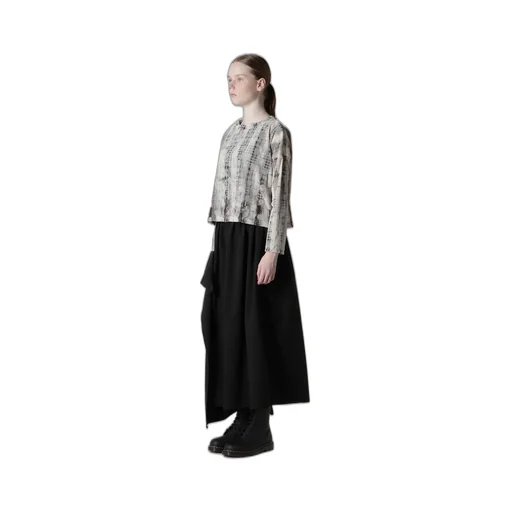 Houndtooth Dots Tulle Cropped Round Neck T