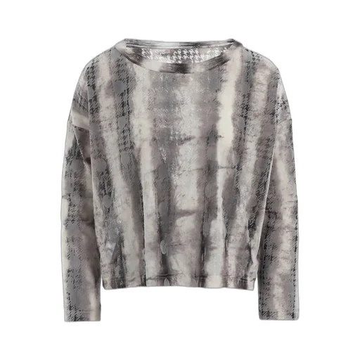 Houndtooth Dots Tulle Cropped Round Neck T