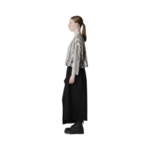 Houndtooth Dots Tulle Cropped Round Neck T