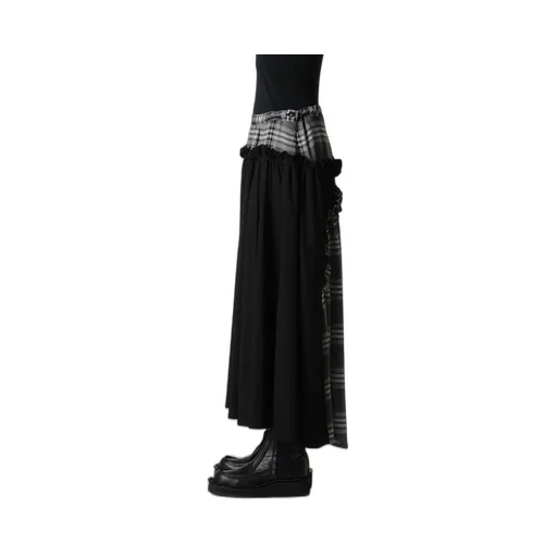 Gauze Plaid Frill Gather Skirt