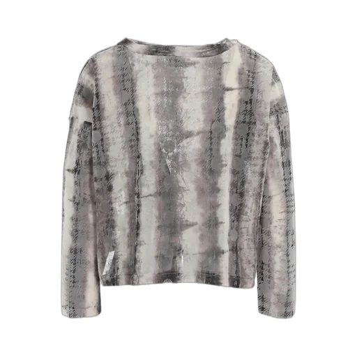 Houndtooth Dots Tulle Cropped Round Neck T