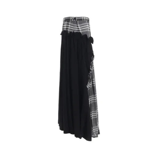 Gauze Plaid Frill Gather Skirt