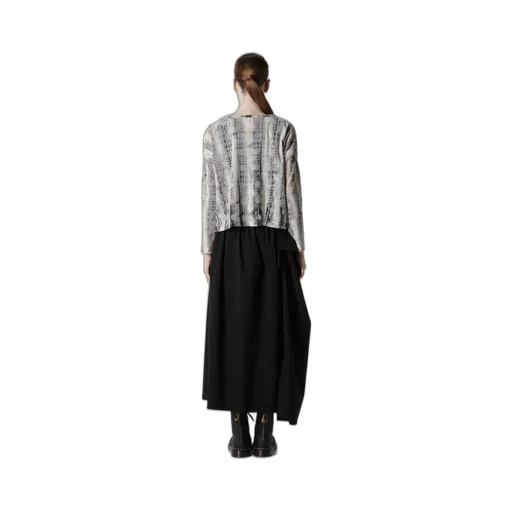 Houndtooth Dots Tulle Cropped Round Neck T