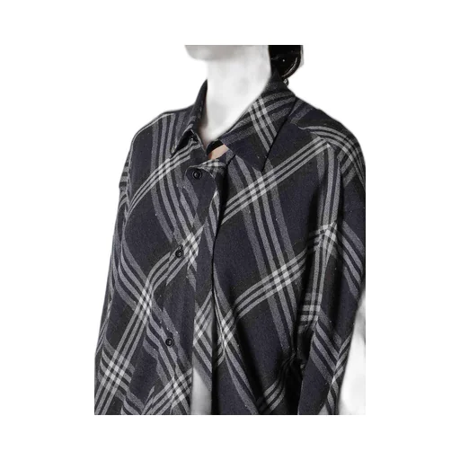 Gauze Plaid Hanging Placket Blouse