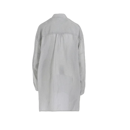 Cupro Stripe Design Collar Big Blouse