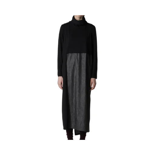 Denim Combination High Neck Dress