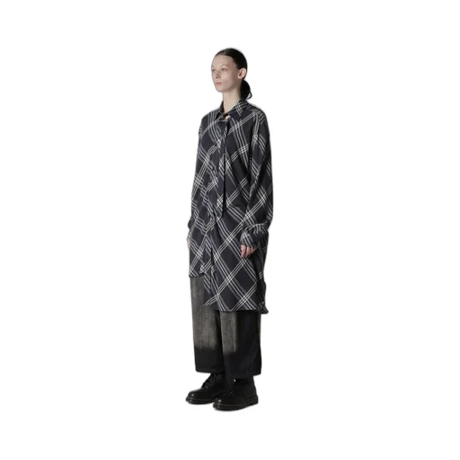 Gauze Plaid Hanging Placket Blouse