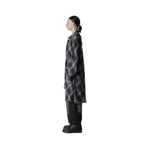 Gauze Plaid Hanging Placket Blouse