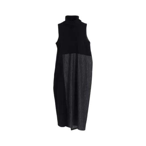Denim Combination High Neck Dress