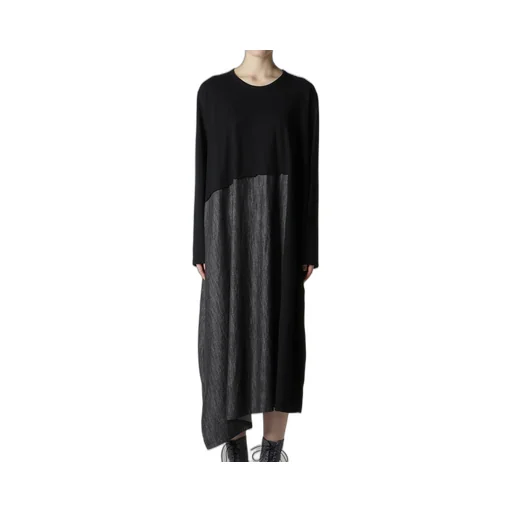 Denim Combination Long Sleeve Dress